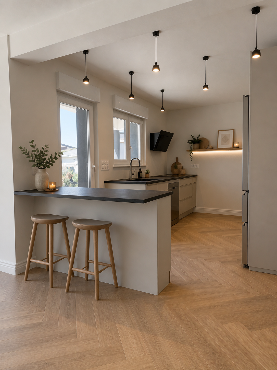 Réalisation WRAPSTUDIO — cuisine modernisée, covering vinyle avant après